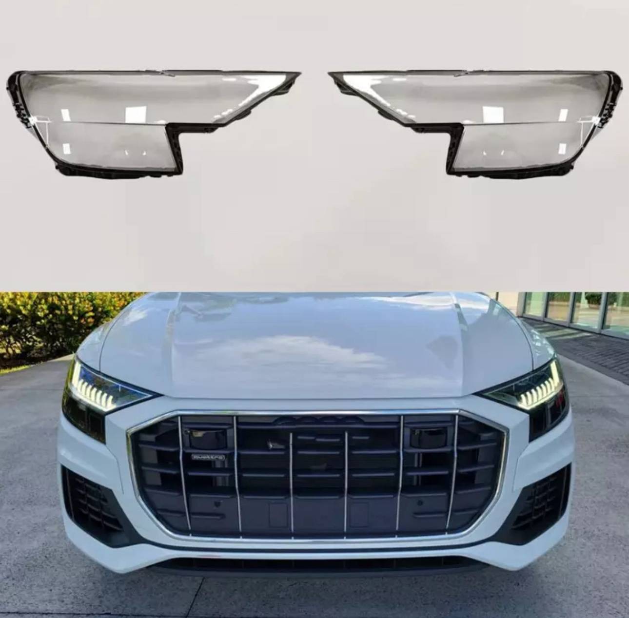 For Audi Q8 2019-2022 2023 Replace Front Headlight Housing Clear Lens Cover